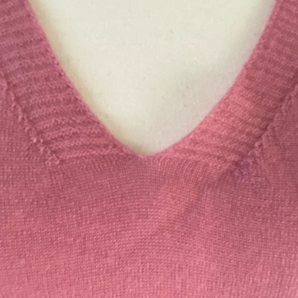 Max Studio Pink Extra Fine Merino Wool V-Neck Short Sleeve Sweater. Sz- L - Picture 4 of 13